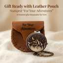 Engraved Brass Pocket Compass Gift for Men Vintage Antique Compass for Hiking, Adventure, and Travel Leather Case Included Moon & Stars, or Road Design Gift for Dad, Husband, or Son