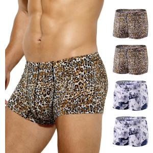 Arjen Kroos Men's Ice Silk Underwear 4 Pack Cooling Boxer Briefs for Men Quick Dry Trunks Underpants (S)