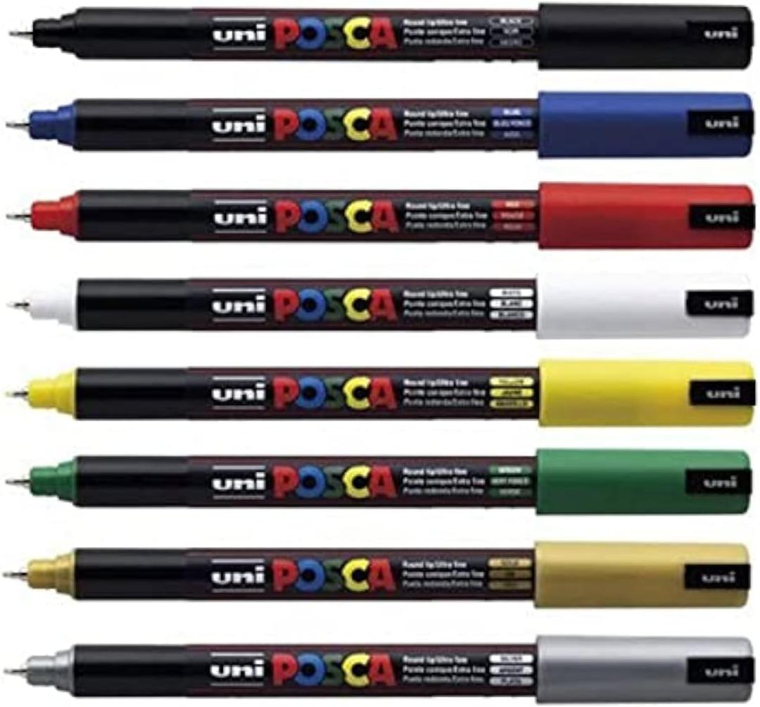 Uni-Ball Uniball POSCA PC-1MR Ultra Fine Marker Pens THE SET OF 8 BEST SELLERS
