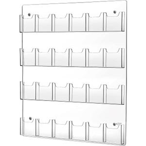 Weysat Acrylic Brochure Pamphlet Holder Brochure Display Stand Business Tri Fold Multi Slot Holder Rack Wall Mount Clear Pocket Space Saver for Flyer Literature Menu Advertise(1 Piece)