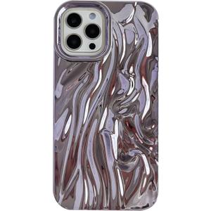 Caseative for iPhone 12 Pro Case,Pleated Water Ripple Chrome Wave Pattern Soft Phone Case (Purple)