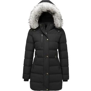 Women's Winter Warm Puffer Coat Parka Jacket with Faux Fur Removable Hood, L