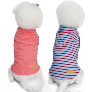 KYEESE 2Pack Dog Sweater Soft Dogs Clothes Warm Pets Clothes Stretchy Pet Sweatshirt Dog Sweaters for Small Dogs Girl Turtleneck Pet Coats Pullover Small Pets Sweaters (Medium (7-11lbs), 7# Stripe+ red)