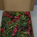 5.9FT Artificial Christmas Garland String Lights with 162 Snowy Red Berries 55 Green Leaves 20 LED Lights Battery Operated for Xmas Mantle Indoor Outdoor Holiday Christmas Thanksgiving Decoration