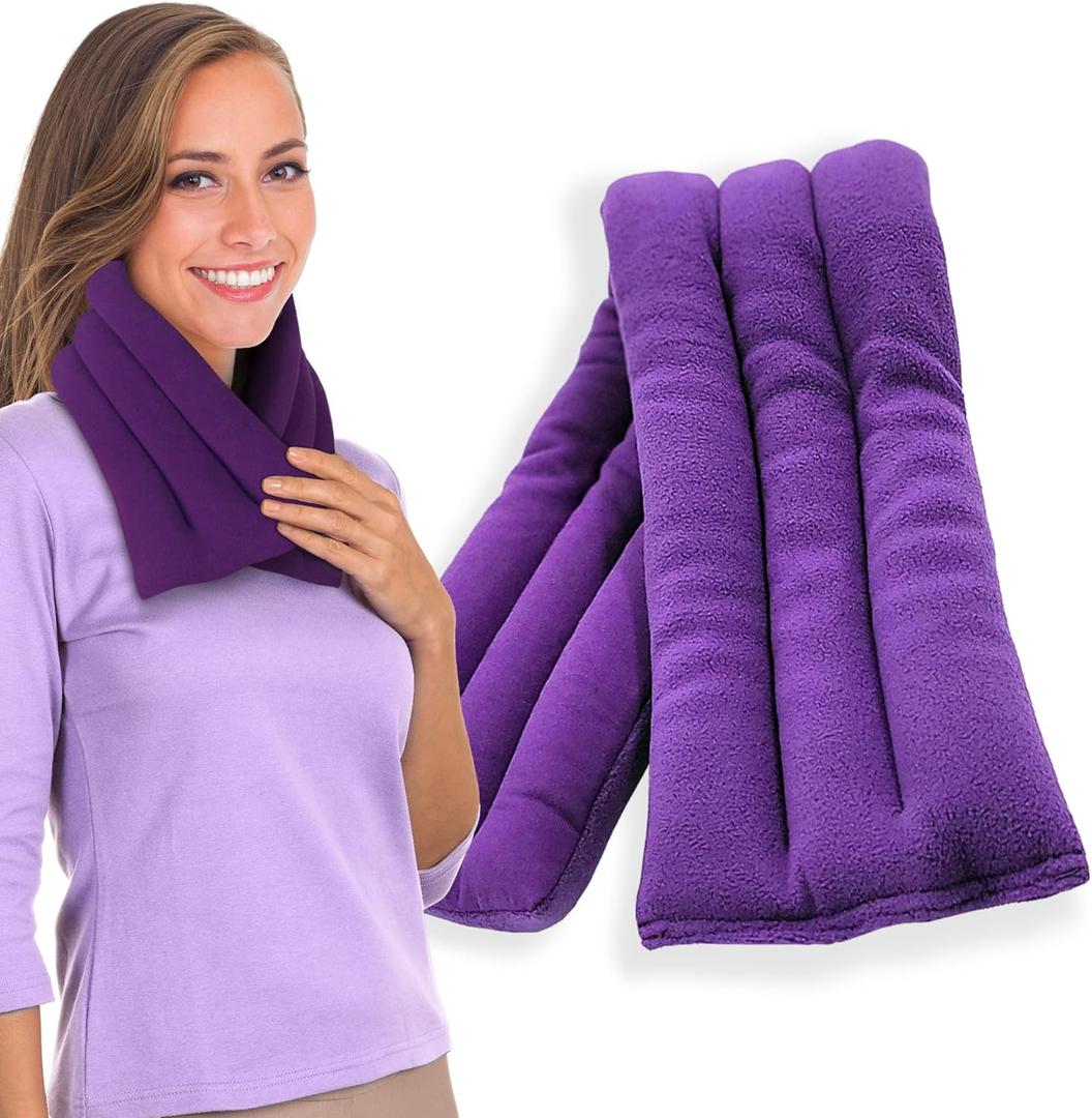 SunnyBay Lavender Microwave Heating Pad, 2.4 lbs and 26 Inches Long, Microwavable Heated Neck and Shoulder Wrap for Moist Hot Therapy, Moldable, Fleece, 26x6 Inches, Purple