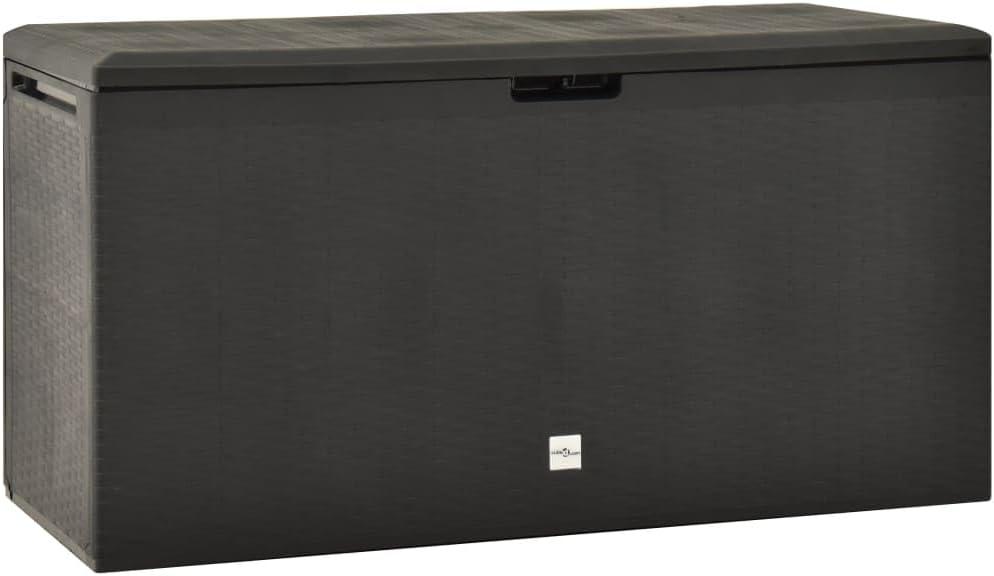 vidaXL Patio Storage Box - 76.6 Gal Capacity - Anthracite Polypropylene Outdoor Storage Chest/Table - Lockable, Easy Assembly, Indoor/Outdoor Use (Gray)