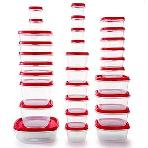 Rubbermaid 60-Piece Food Storage Containers with Lids, Microwave and Dishwasher Safe, Red Color, Ideal for Meal Prep and Pantry Storage Rubbermaid 60-Piece Food Storage Containers with Lids, Microwave and Dishwasher Safe, Red Color, Ideal for Meal Prep and Pantry Storage