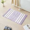 CozeCube Bath mats for Bathroom Non Slip, Fluffy Absorbent Microfiber Bath mat Washable, Aesthetic Bathroom Rugs, Small Purple Striped Bath mat, Lavender, 24" x 16"