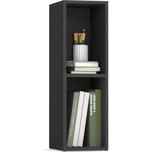 VASAGLE Custos Collection - Bookshelf, 2-Tier Bookcase, Book Shelf, Open Storage Shelf, 9.4 x 7.9 x 25.2 Inches, for Living Room, Home Office, Dining Room, Ebony Black ULBC522B01