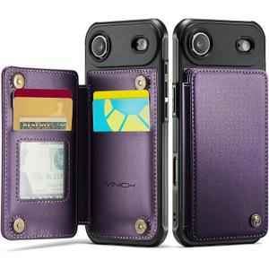 Vinich for iPhone 17 Air Wallet Case with Card Holder, RFID Blocking Credit Slots Kickstand Shockproof Phone Cover Fit for iPhone 17 Air 6.5" Purple