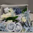 Ling's Moment Fake Flowers Box, Faux Artificial Greenery Stems Foam Roses Berry Silk Morning Glory Fabic Flower for Centerpieces Bouquet Wedding Vase Decoration, Dusty Blue & Ivory & Sage, Grand Combo
