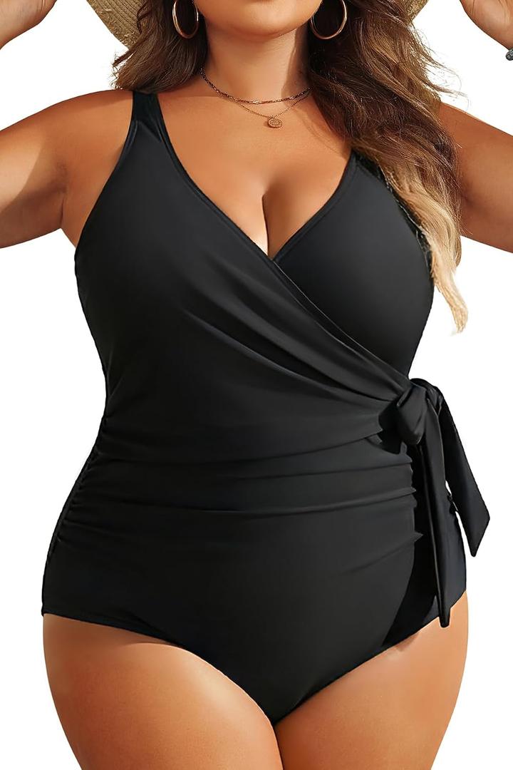 Yonique Plus Size One Piece Swimsuits for Women Tummy Control Bathing Suits Full Coverage Swimwear, Size 22W