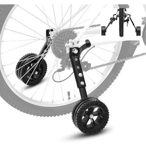 Adjustable Bike Training Wheels Kids Bicycle Training Wheels Kit for 16, 18, 20, 22, 24 inch bike, Includes Stabilizers for Variable Speeds, Black