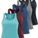 Real Essentials 5 Pack: Women's Racerback Tank Top Dry-Fit Athletic Performance Yoga Activewear (XXXL)