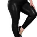 VOGUEMAX Women's Plus Size Faux Leather Leggings High Waisted Pleather Pants Stretchy Sexy PU Tights for Women (4X)