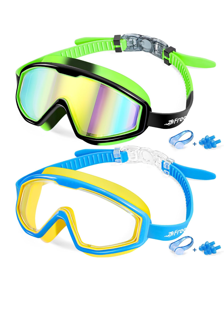 Freela Goggles for Kids Toddler 3-15, Anti Fog No Leak Clear Swim Goggles for Boys Girls Pool Beach Swimming