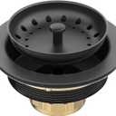 BOTEMY Stainless Steel Black Sink Drain Strainer Kit 3-1/2 inch Kitchen Drain Assembly with Metal Center Knob Basket Stopper Replacement for Standard Kitchen Sinks, Matte Black