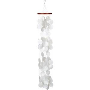 Woodstock Wind Chimes for Outside, Outdoor Decor, Garden, Porch, and Patio Decor, (40") Decorative Wind Chime, Dorm Room Decor, Teen Decor, Capiz Waterfall, White Blanca Capiz Wind Chime (CWRB)