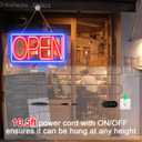 Led Neon Open Signs for Business,16.5"X 9" Ultra Bright Open Signs, Powered by 12V/2A AC Adapter, 6 Levels Adjustable Bright Led Neon Open Sign for Bar Salon Coffee Stores Club Hotel (Horizontal)