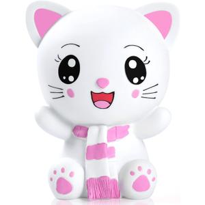 H&W Kitten Money Bank (Pink), Shatterproof Cat Piggy Bank, First Coin Bank, Best Christmas Birthday for Kids Boys Girls Home Decoration (WK19-D3)