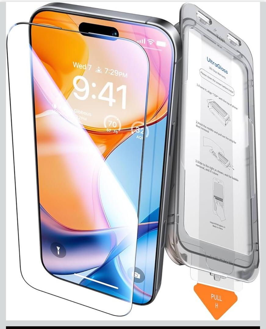 UltraGlass Unbreak TOP 9H+ Glass for iPhone 16 Pro Screen Protector [100% Anti Glare & Military Grade Shatterproof] Screen Protector 16 Pro Tempered Glass Full Coverage, Longest Durable 16Pro, 1 Pack