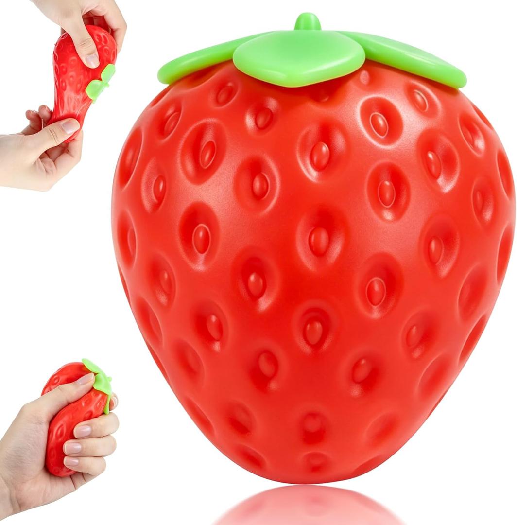 Strawberry Squishy, 3.35 inch Realistic Big Strawberry Squishy, Quick Rebound Strawberry Squishy Toy,Sensory Fidget Toy for Adults , Party Favor, Birthday Present (1pcs)