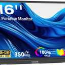 Portable Monitor 16 Inch HDR 1920x1200P USB C HDMI Ultra-Slim IPS External Display, Travel Monitor for Laptop PC Phone Mac Xbox PS4, Speakers & Stand