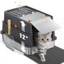 Stainless Steel Litter Box with Lid: Enclosed Cat Litter Box for Small Cats & Kitten, Metal Kitty Litter Pan with High Sided Enclosure, Include Scoop & Mat, Odor Control, Anti-Leakage