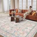 Rugxara 8x10 Pink Rugs for Bedroom Girls, Floral Washable Rug,Boho Area Rug, Large Non Slip Low Pile Flower Carpet for Indoor Dining Room,Girls Room,Nursery Room and Kids Room(Pink 8x10ft)