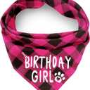 Plaid Dog Bandana with Button, Dual Layer Soft Cotton Triangle Dog Scarf Kerchief, Washable Girl Boy Bandanas Adjustable Accessories for Small Medium Large Extra Large Puppy Pet