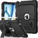 OKP Case for iPad Air 11-inch M2/ M3 (2024/2025) (Air 6th), for iPad Air 5th/ 4th Generation (2022/2020) 10.9'', Heavy Duty Rugged Air 6 5 4 th Gen iPad Cover with Pencil Holder/Kickstand, Black