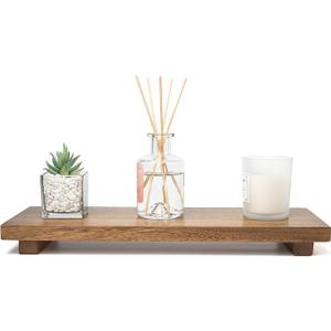 Narrow 17" Acacia Wood Riser Pedestal Stand – Farmhouse Wood Display Riser for Kitchen and Bathroom Decor  Counter Display, Plant Stand, Jewelry Holder, Vanity Tray, Candle Stand (Narrow:17"x6"x1.57")