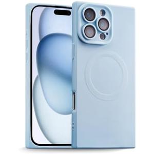 ZhyzRhsm Designed for iPhone 16 Pro Max Case Silicone Compatible with Magsafe, Camera Lens Protector, Military Grade Shockproof Protective, Rectangle Magnetic Phone Case for iPhone 16 Pro Max Blue