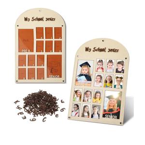 Qunclay DIY Pre-k to 12 Grade Photo Frame with 248 Letters and Numbers, Felt School Years Picture Frame Gift K to 12th Grade, Kindergarten to Graduation Photo Collage for School Days Display