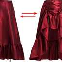 COSDREAMER Women's Steampunk Gothic High Low Skirt Victorian Bustle Skirt (Red, S)