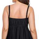 FULLFITALL Women Plus Size Tankini Swim Top Swimwear Bathing Suit Tank Top Bandeau (No Bottom) (Black)