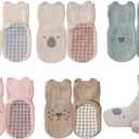 Exegawe Toddler Non Slip Socks, Cute Baby Socks with Grips Crew Socks 5 Pairs (6-12 Months, 5 Mix Colors)