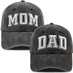 SHANVANKE 2PCS Dad and Mom EST 2024 Hats for Men Women, Funny Adjustable Cotton 3D Embroidered New Parents Gifts Baseball Cap (One Size)