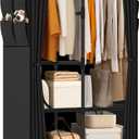 Jofuler Wardrobe Closet, Quick and Easy Assembly, Black Portable Closet with 2 Hanging Rods 4 Storage Shelves and 8 Side Pockets, Sturdy and Stable Clothes Rack with Cover, for Bedroom and Dormitory