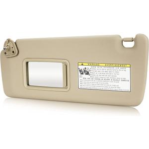 Beige Driver Left Side Sun Visor Replacement Compatible with 2004 2005 2006 2007 Toyota Highlander Replace 74320-48260-A0 74310-48220-A0