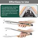 Beneno 12-Inch Stainless Steel Kitchen Tongs for Cooking with Heat-Insulating Wooden Grip Handle, Heavy Duty Heat-Resistant Metal Locking Tongs with Strong Scalloped Tips for Cooking, BBQ, Grab Food