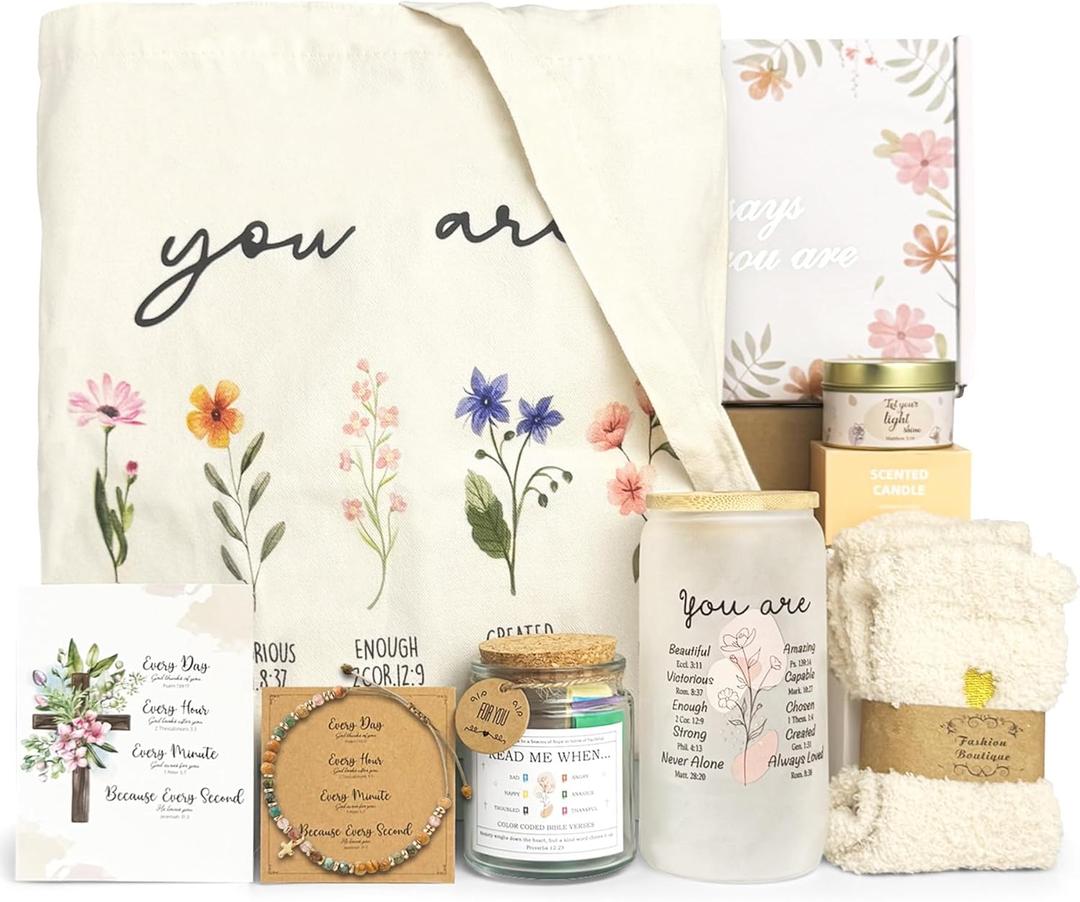 Christian Gifts for Women, Religious Gifts, Inspirational Gift for Women Birthday Unique Catholic Gifts set Bible Accessories Faith Based Gift Glass Cup