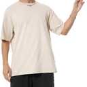 GSOU SNOW Men Oversized T Shirt Cotton Casual Unisex Short Sleeve Vintage Baggy Tee Shirts Washed Mens Streetwear (L)