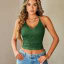 Avidlove Sexy Tops for Women Lace Camisole Y2k Halter Crop Top Slim Going Out Outfits 2025 Trendy (Green, XXL)