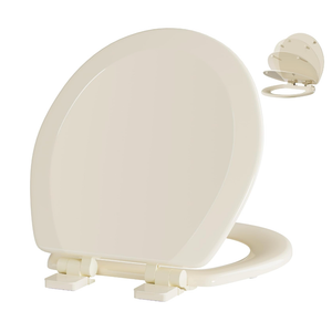 Angol Shiold Slow Close Wood Toilet Seat（Bone, Round 16.5''）