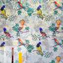 COUNTEWOL Colorful Bird and Floral Window Privacy Film Stained Glass Window Film Rainbow Window clings Non-Adhesive Reusable Decorative for Room (Colorful Birds, 17.5 x157.4 in)