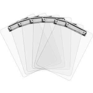 Plastic Clipboards (Set of 6) Transparent Clipboard (Clear) Strong 12.5 x 9 Inch | Holds 100 Sheets! Acrylic Clipboards with Low Profile Clip | Bulk Back to School Supplies for Teachers