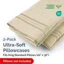King Standard Pillow Cases Set of 2 - Ultra-Soft Hotel Quality Pillowcase Covers - Comfy, Cozy & Fade Free - Wrinkle Resistant - Machine Washable Pillow Protectors - 2 Piece Set - King Standard Cream