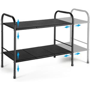 Expandable Kitchen Countertop Organizer, Large Shelves Organizers for Kitchen Cabinet Storage, Adjustable Counter Pantry Organization, 2 Tier Spice Rack for Countertop Cupboard