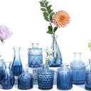 UPBUD Glass Blue Bud Vases Set of 12, Mini Flower Vase for Centerpieces, Small Glass Vases in Bulk for Bridal Shower Decorations, Vintage Vase for Wedding, Party, Graduation, Home Table Dcor
